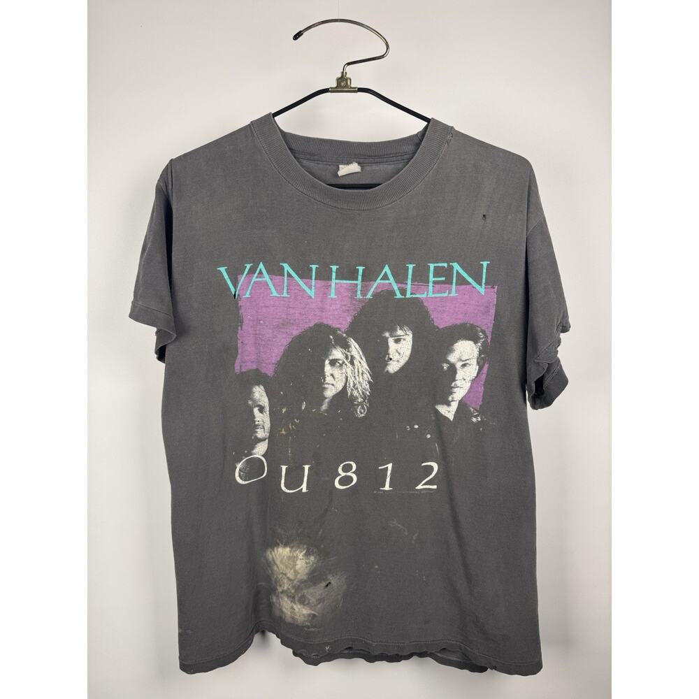 Vintage 1988 Van Halen OU812 Original Concert Tour Shirt *thrashed* XL 24x29